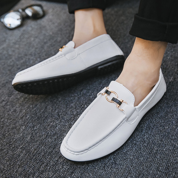 Mocasini eleganti barbatesti din piele ecologica cu decor metalic in trei culori