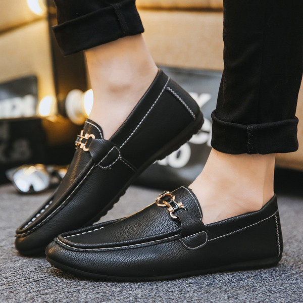 Mocasini eleganti barbatesti din piele ecologica cu decor metalic in trei culori