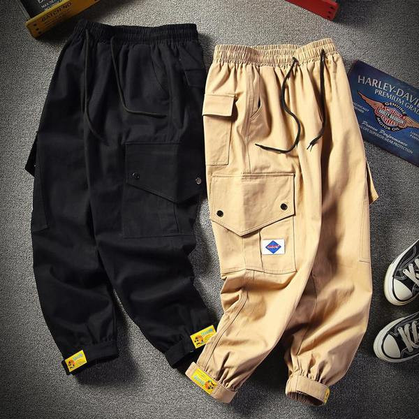 Pantaloni casual barbatesti cu cravate in doua culori