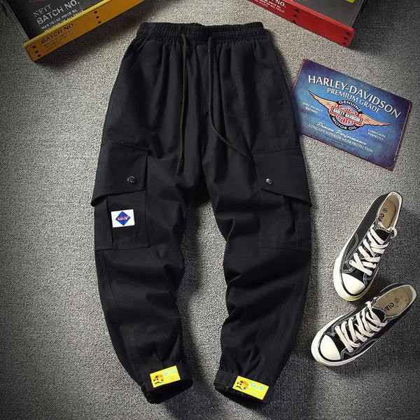 Pantaloni casual barbatesti cu cravate in doua culori