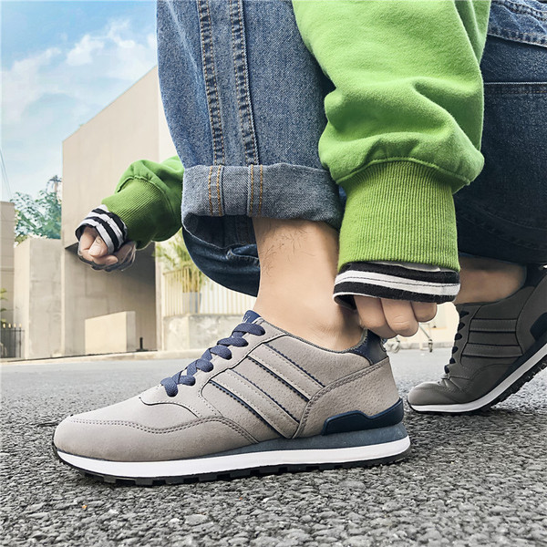 Tenisi sport-casual pentru bărbați cu șireturi în gri și albastru