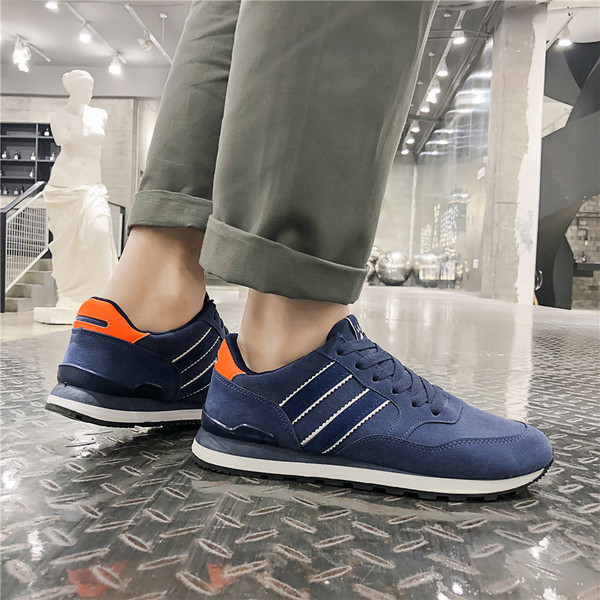 Tenisi sport-casual pentru bărbați cu șireturi în gri și albastru