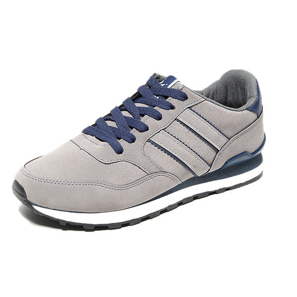 Tenisi sport-casual pentru bărbați cu șireturi în gri și albastru