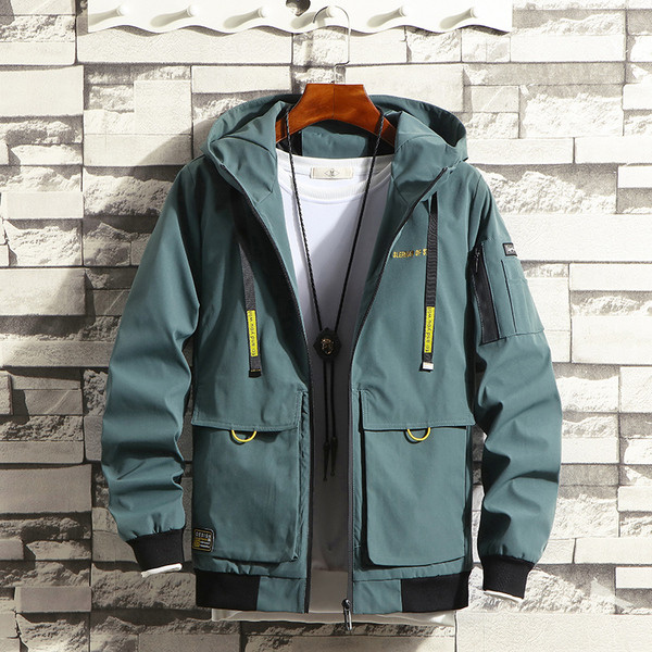 Geacă modernă pentru bărbați cu glugă și mai multe buzunare în mai multe culori