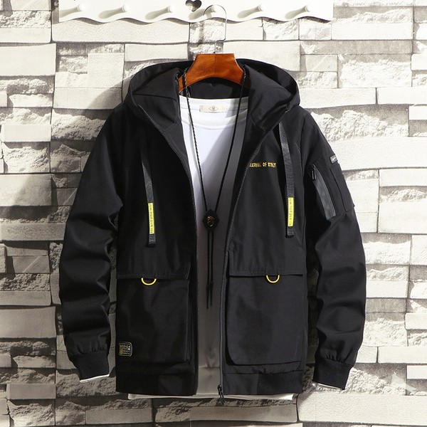 Geacă modernă pentru bărbați cu glugă și mai multe buzunare în mai multe culori