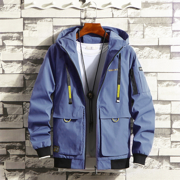 Geacă modernă pentru bărbați cu glugă și mai multe buzunare în mai multe culori