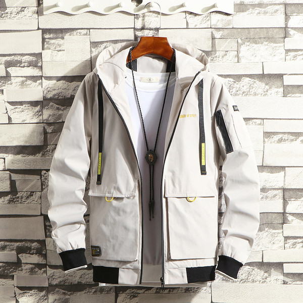 Geacă modernă pentru bărbați cu glugă și mai multe buzunare în mai multe culori