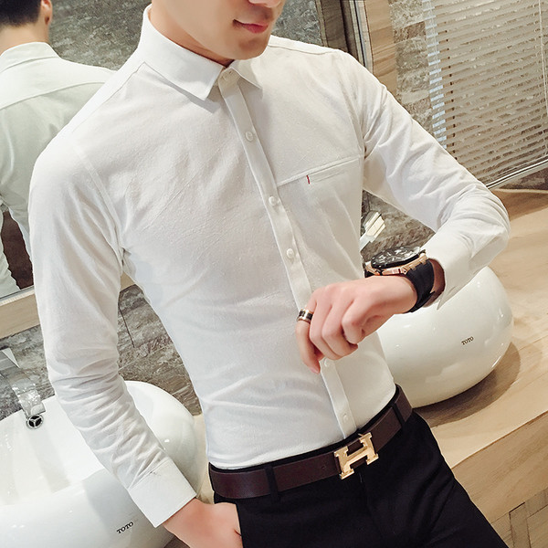 Cămașă elegantă pentru bărbați cu nasturi în trei culori