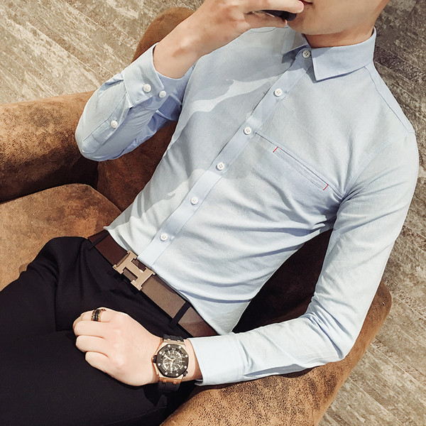 Cămașă elegantă pentru bărbați cu nasturi în trei culori