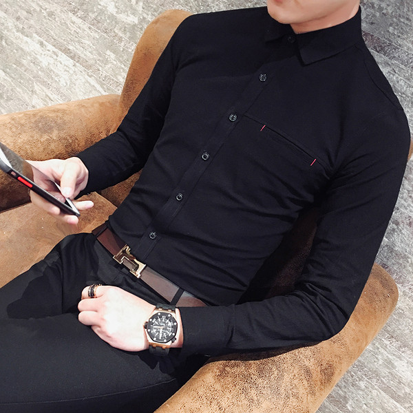 Cămașă elegantă pentru bărbați cu nasturi în trei culori