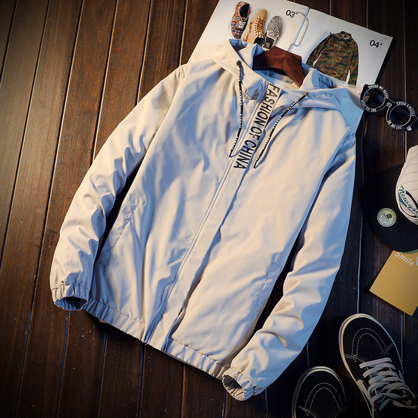 Geaca de primavara pentru barbati de zi cu zi cu inscriptie in doua culori