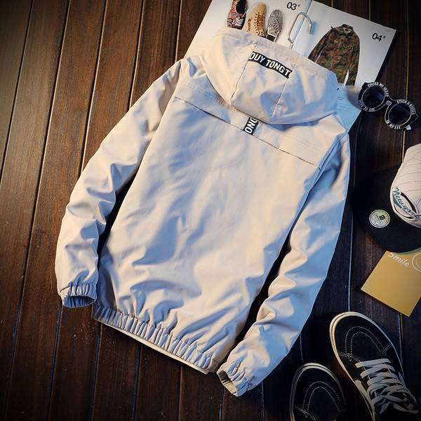 Geaca de primavara pentru barbati de zi cu zi cu inscriptie in doua culori