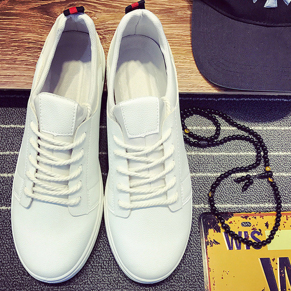 Adidași moderni pentru bărbați din piele ecologică pură în alb și negru