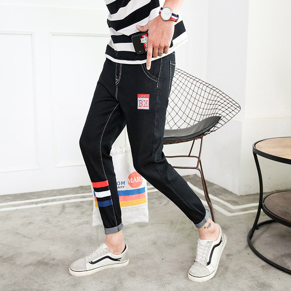 Blugi casual barbatesti in trei culori cu emblema