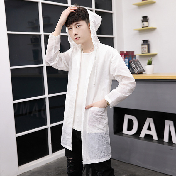 Cardigan lung pentru bărbați modern, cu glugă în patru culori