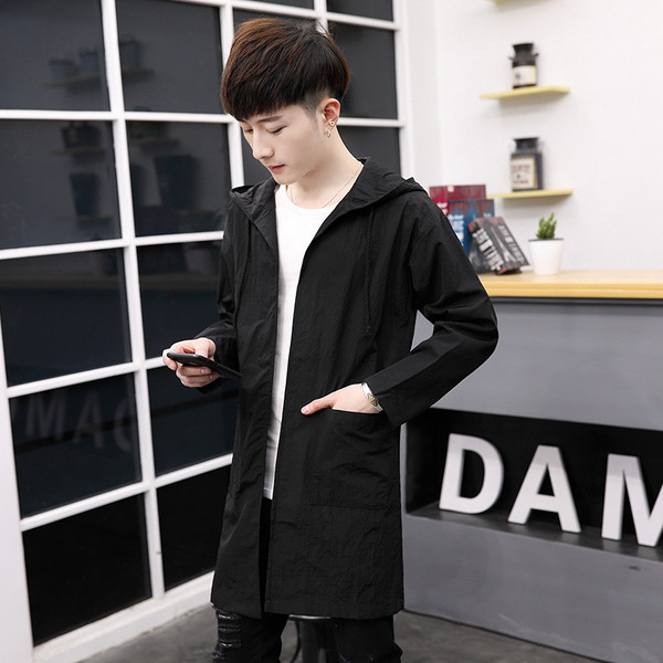 Cardigan lung pentru bărbați modern, cu glugă în patru culori