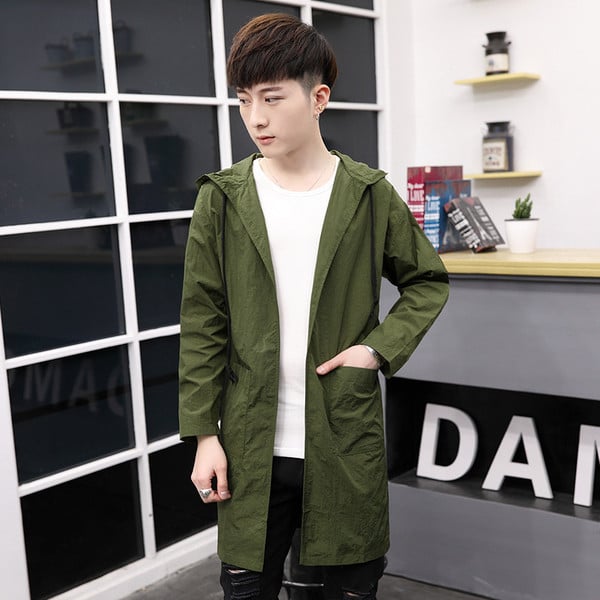 Cardigan lung pentru bărbați modern, cu glugă în patru culori