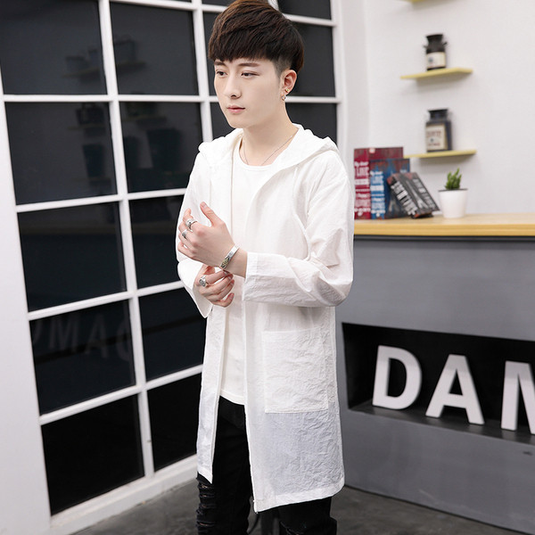 Cardigan lung pentru bărbați modern, cu glugă în patru culori