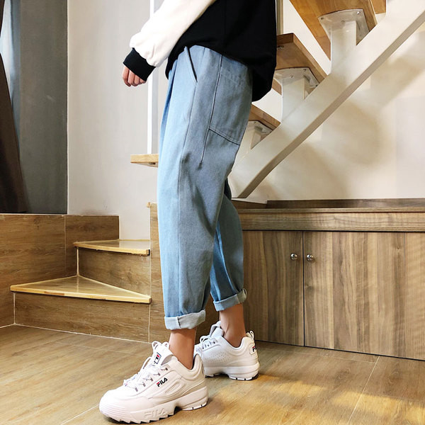 Blugi de bărbați moderni cu emblemă în două culori