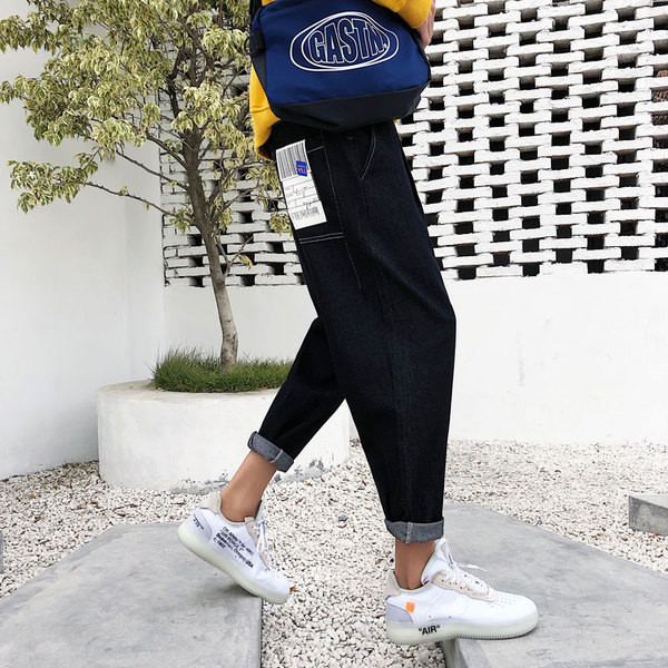 Blugi de bărbați moderni cu emblemă în două culori