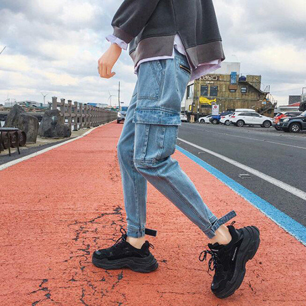 Blugi de bărbați moderni cu buzunar în trei culori