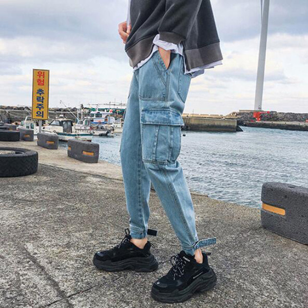 Blugi de bărbați moderni cu buzunar în trei culori