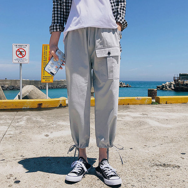 Pantaloni barbatesti la moda cu buzunar si cravate in mai multe culori