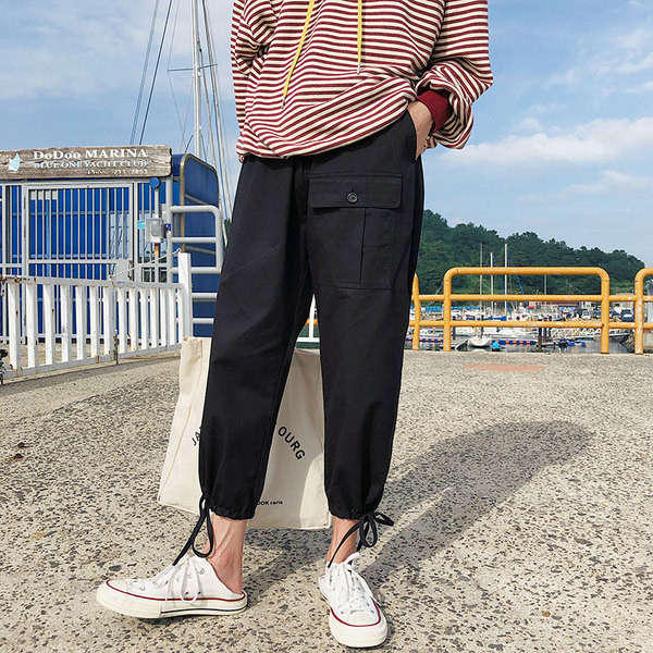 Pantaloni barbatesti la moda cu buzunar si cravate in mai multe culori