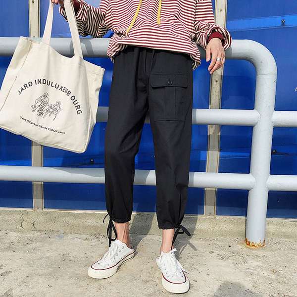 Pantaloni barbatesti la moda cu buzunar si cravate in mai multe culori