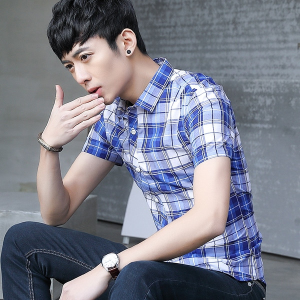 Cămașă bărbați în carouri cu mâneci scurte în două culori