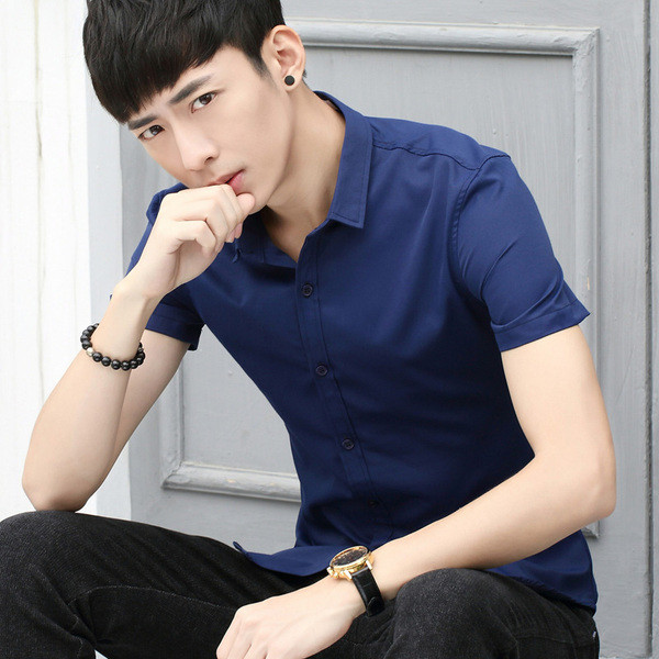 Cămașă modernă pentru bărbați cu mâneci scurte în mai multe culori