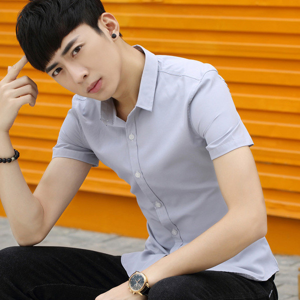 Cămașă modernă pentru bărbați cu mâneci scurte în mai multe culori