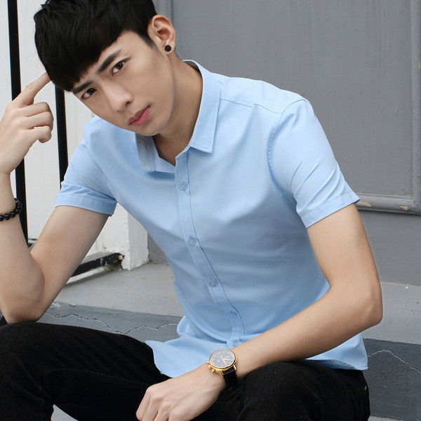 Cămașă modernă pentru bărbați cu mâneci scurte în mai multe culori