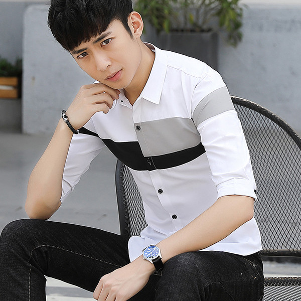 Cămașă bărbătească cu mâneci 3/4 în două culori