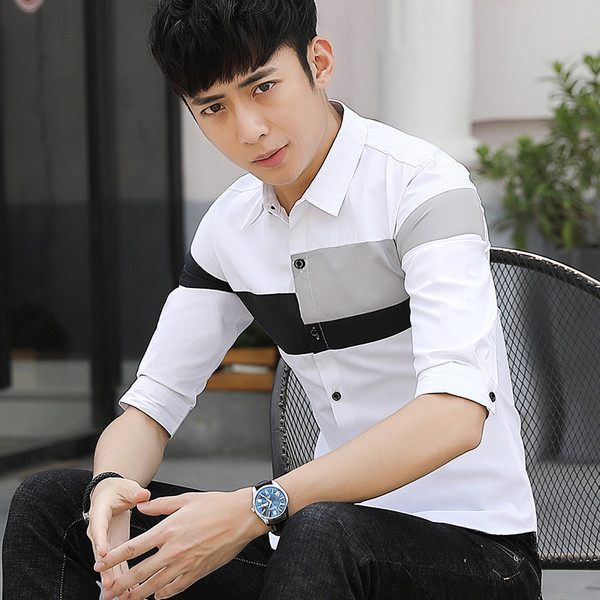 Cămașă bărbătească cu mâneci 3/4 în două culori