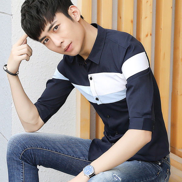 Cămașă bărbătească cu mâneci 3/4 în două culori