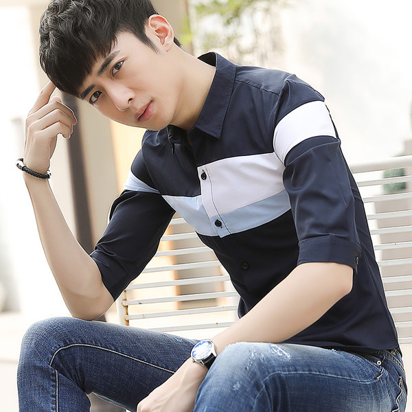 Cămașă bărbătească cu mâneci 3/4 în două culori