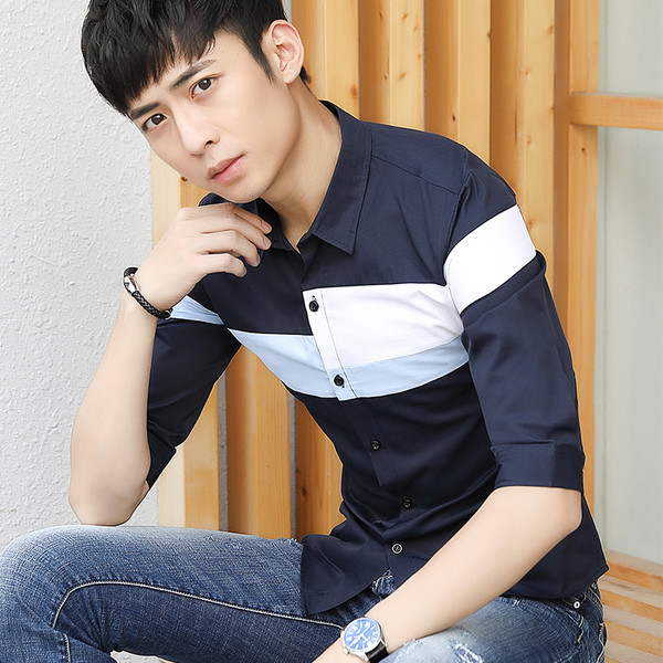 Cămașă bărbătească cu mâneci 3/4 în două culori