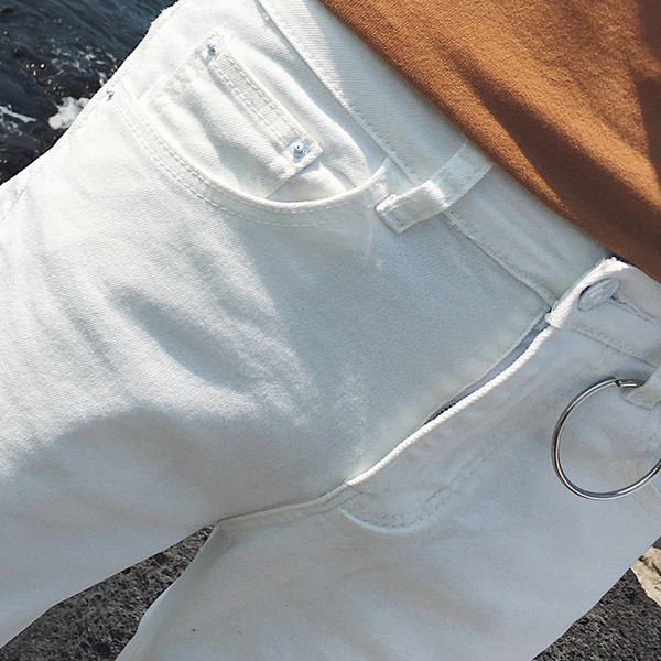 Blugi de bărbați în alb cu motive rupte