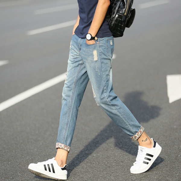 Blugi moderni pentru bărbați cu motiv rupt