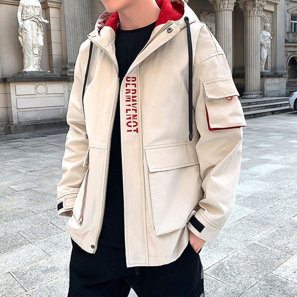 Jachetă modernă pentru bărbați cu buzunare și glugă