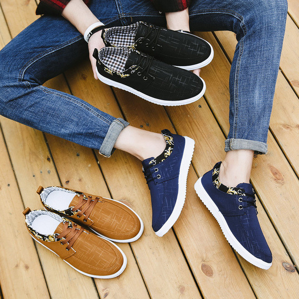 Pantofi de bărbați sport-eleganți cu șireturi în negru, albastru și maro