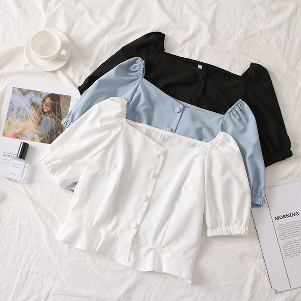 Μοντέρνα γυναικεία μπλούζα με κουμπιά σε διάφορα χρώματα