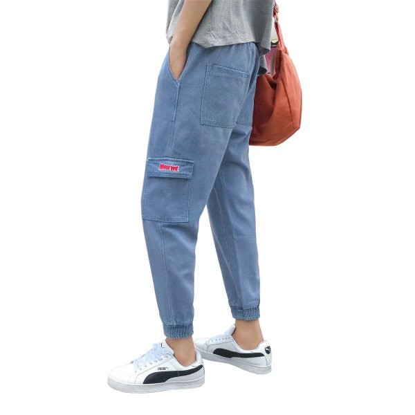 Blugi casual barbatesti cu sireturi si buzunare