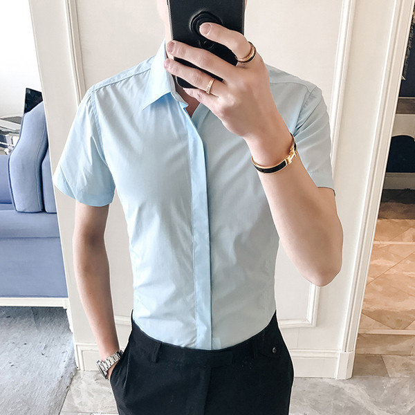 Camasa barbateasca model uni cu maneci scurte in mai multe culori