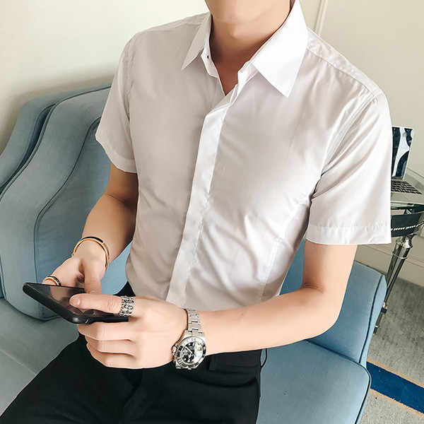 Camasa barbateasca model uni cu maneci scurte in mai multe culori