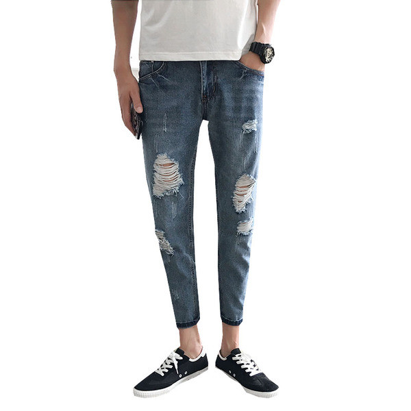 Blugi de bărbați moderni cu motive rupte - două culori