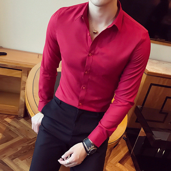 Cămașă elegantă pentru bărbați, cu mâneci lungi, în diferite culori