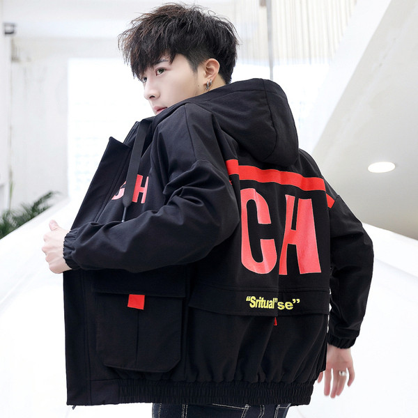 Geaca de zi cu zi pentru barbati cu aplicatie in doua culori