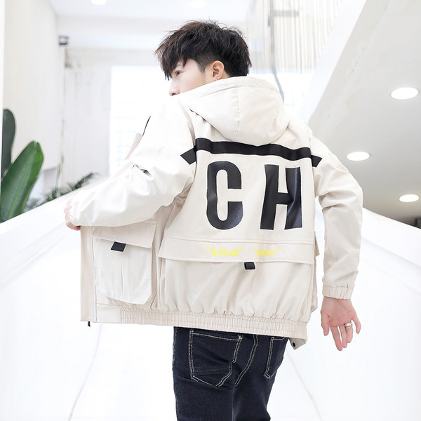 Geaca de zi cu zi pentru barbati cu aplicatie in doua culori